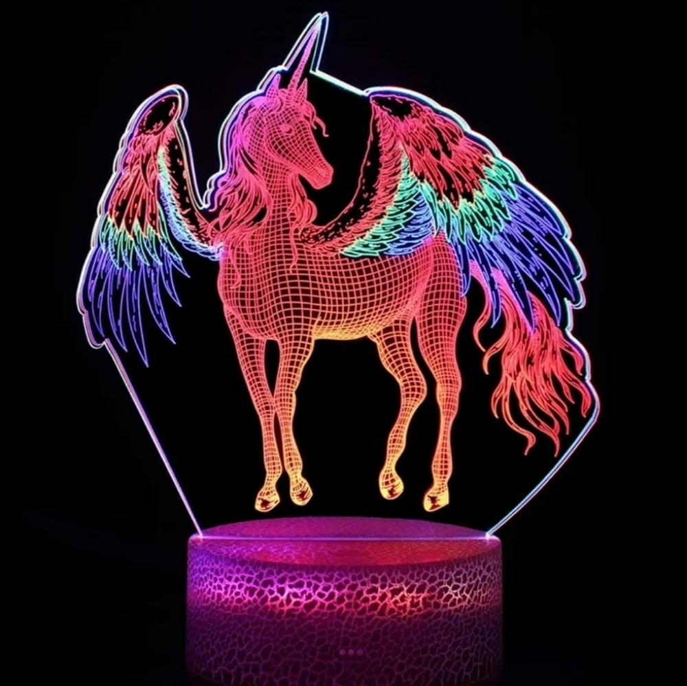 OmiBrite 3D Illusion Unicorn Night Light with 3 Flashing Modes